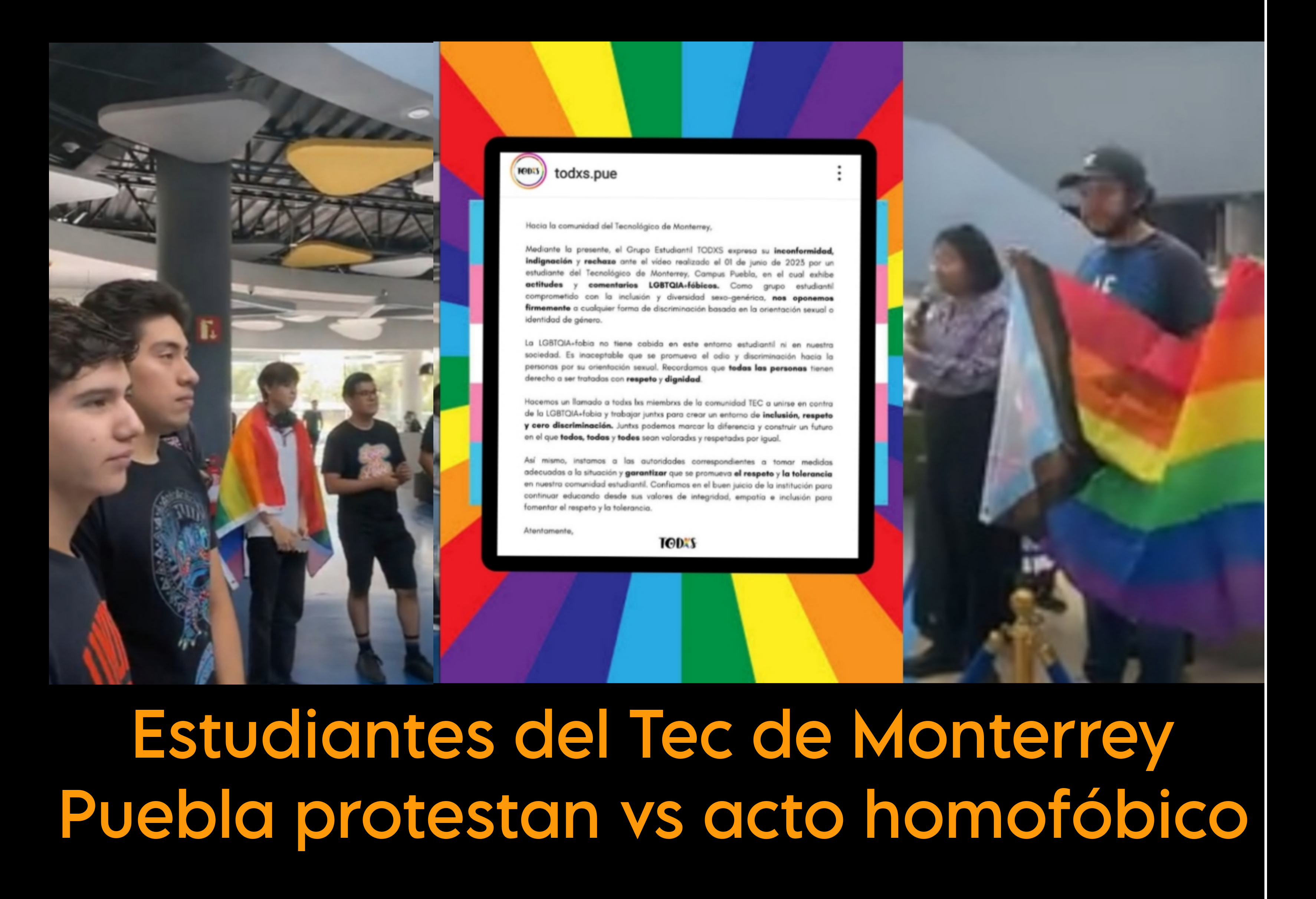 Estudiantes del Tec de Monterrey Puebla protestan vs acto homofóbico