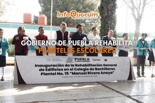 Gobierno de Puebla rehabilita planteles escolares