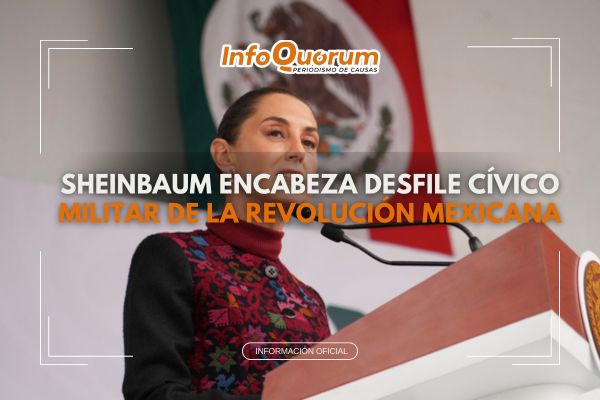 Sheinbaum encabeza desfile cívico militar de la revolución mexicana