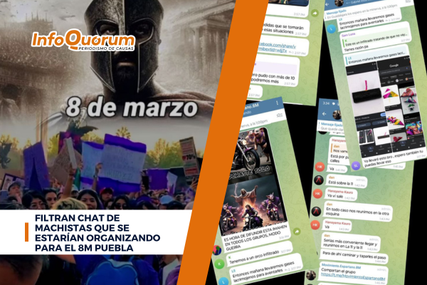 Filtran chat de machistas que se estarían organizando para el 8M Puebla