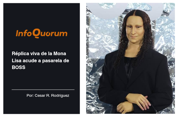 Réplica viva de la Mona Lisa acude a pasarela de BOSS