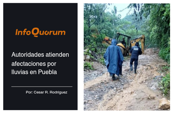 Autoridades atienden afectaciones por lluvias en Puebla